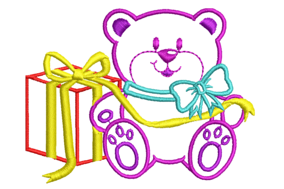 Teddy Bear with Gift Embroidery Design Review